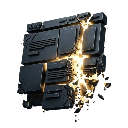 Interface Brutalista Desmoronando